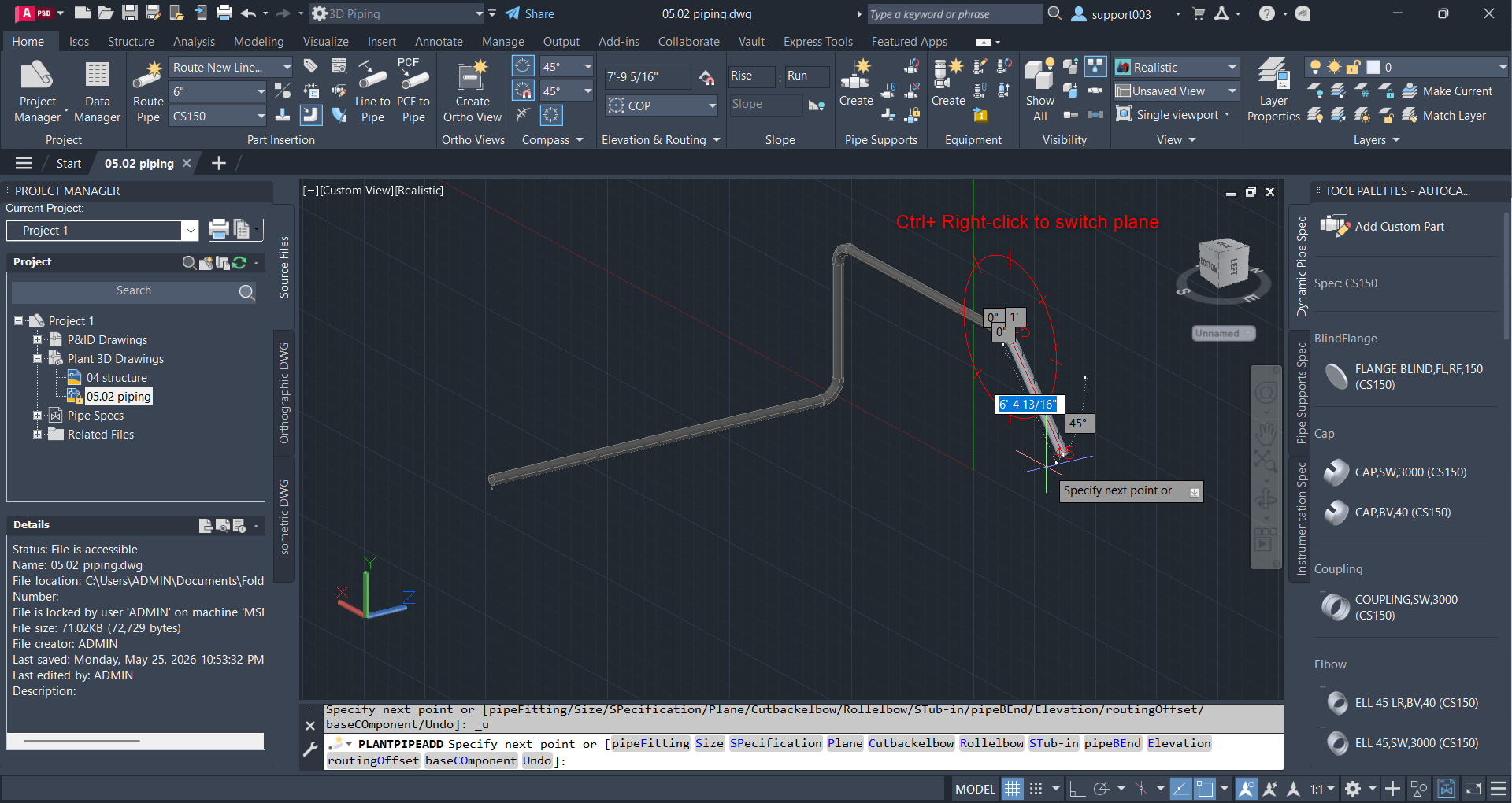 AutoCAD Plant 3D Compass Tool: Complete Pipe Routing Technique Guide